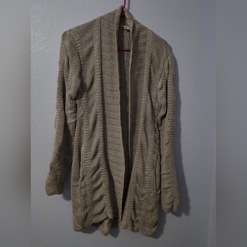 Helmut Lang 100%Linen Taupe Open-Front Cardigan - Picture 8 of 14
